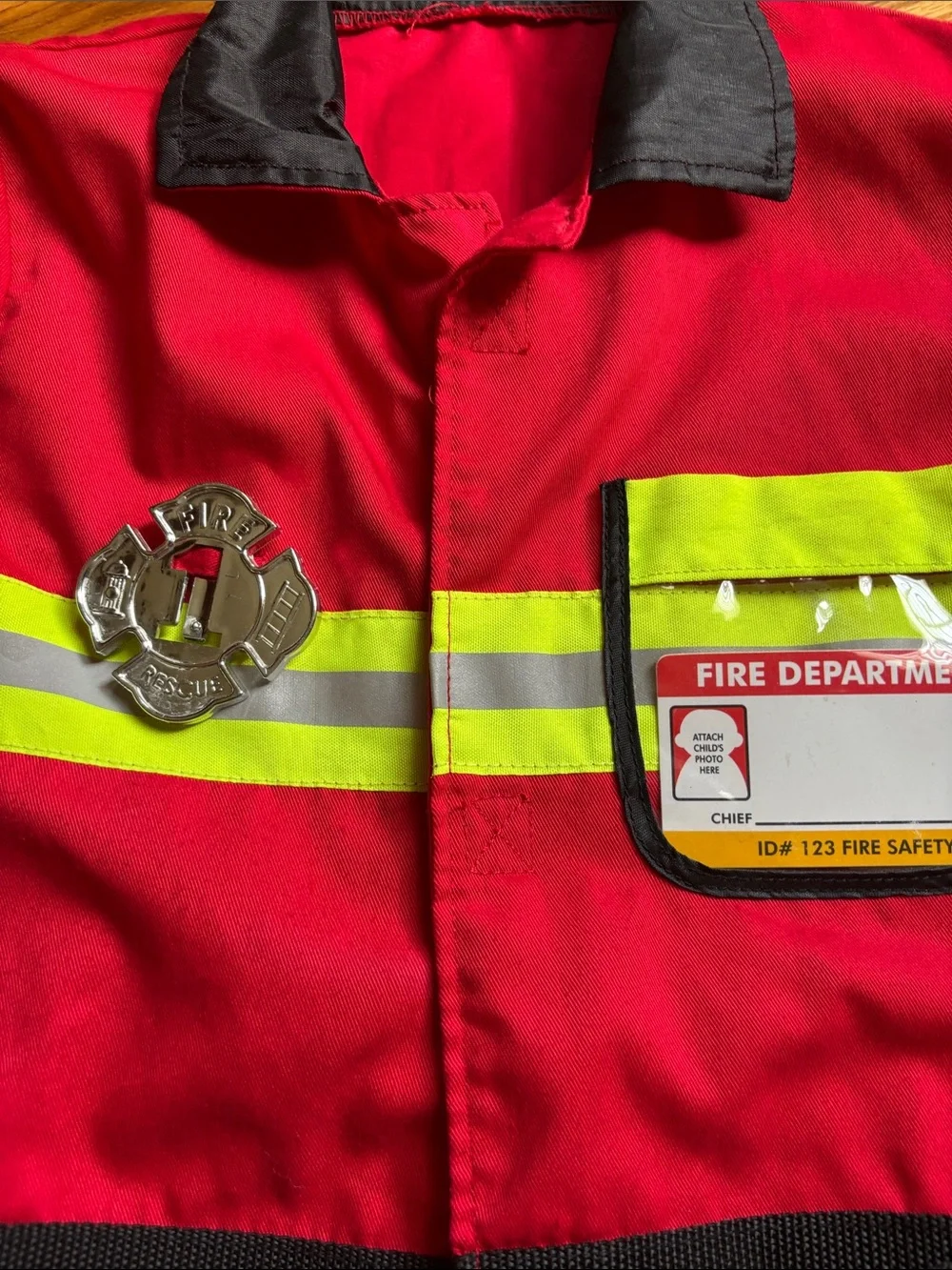 Melissa & Doug Red Kids Fire Department Jacket with Reflective Stripes and Hat